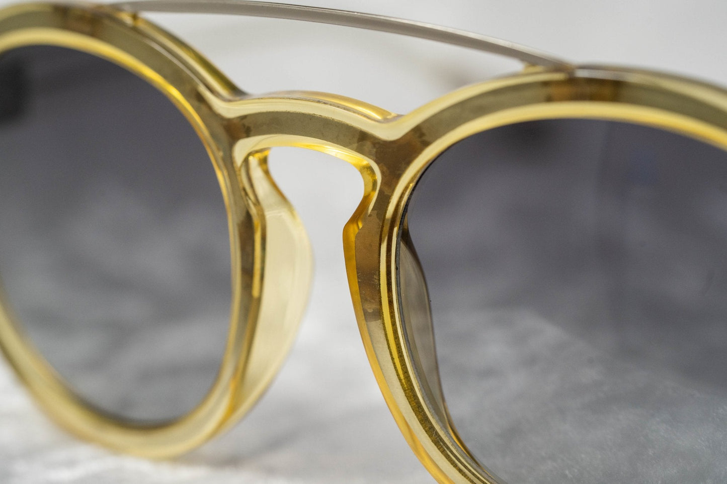 Kris Van Assche Sunglasses Double Bridge Round Yellow and Grey