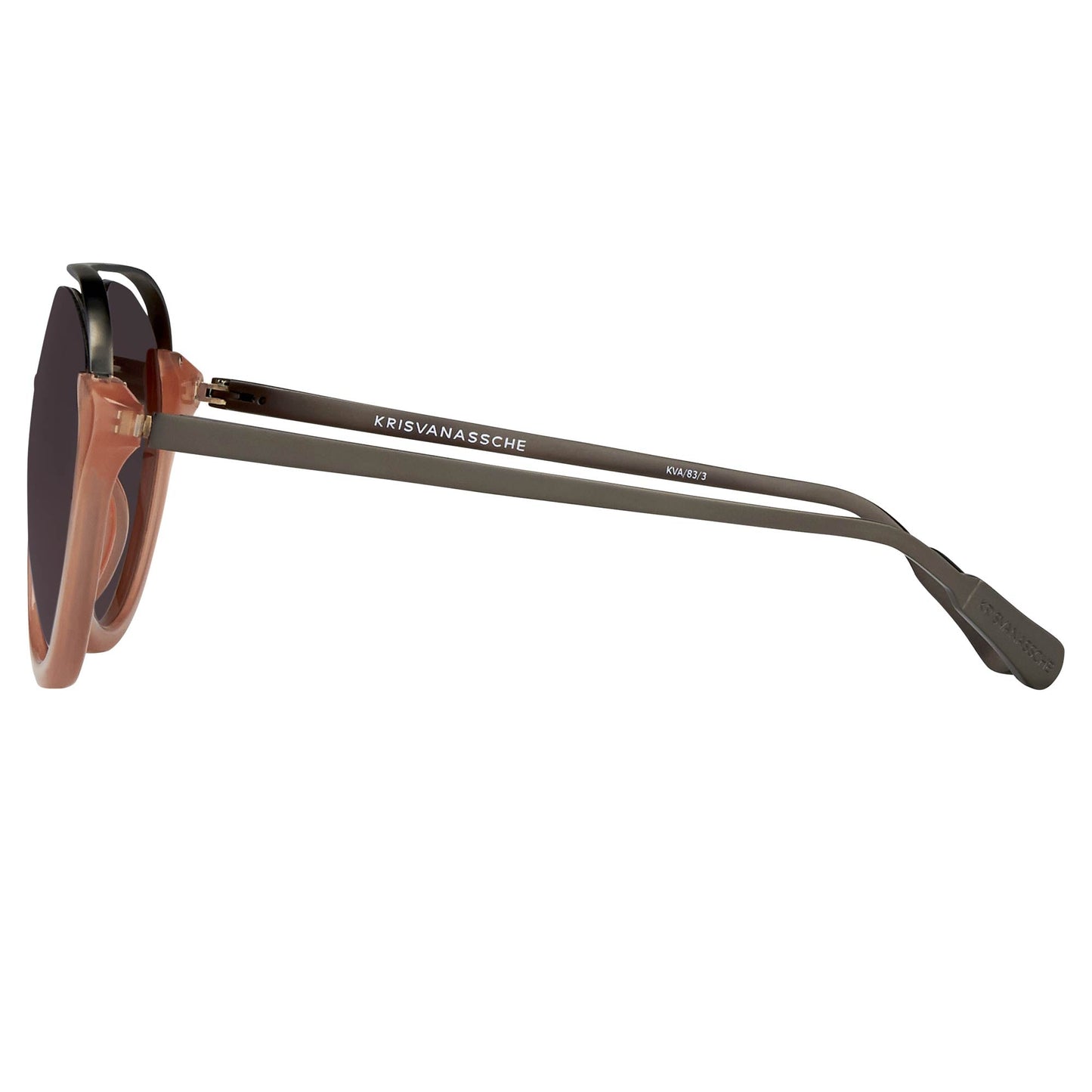 Kris Van Assche Sunglasses Double Bridge Round Apricot and Brown