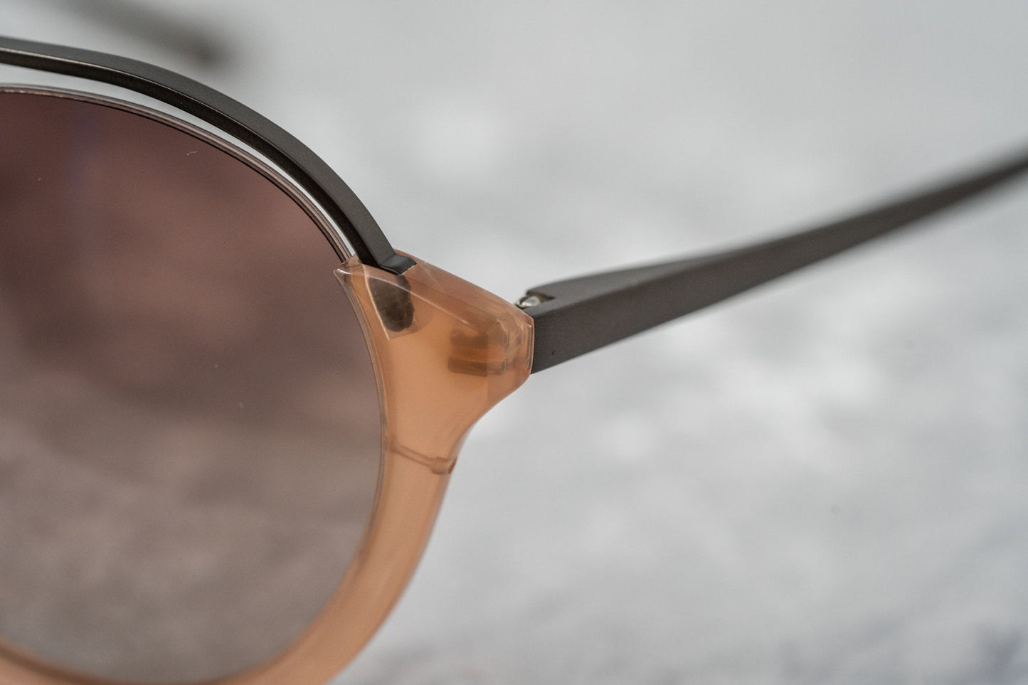 Kris Van Assche Sunglasses Double Bridge Round Apricot and Brown