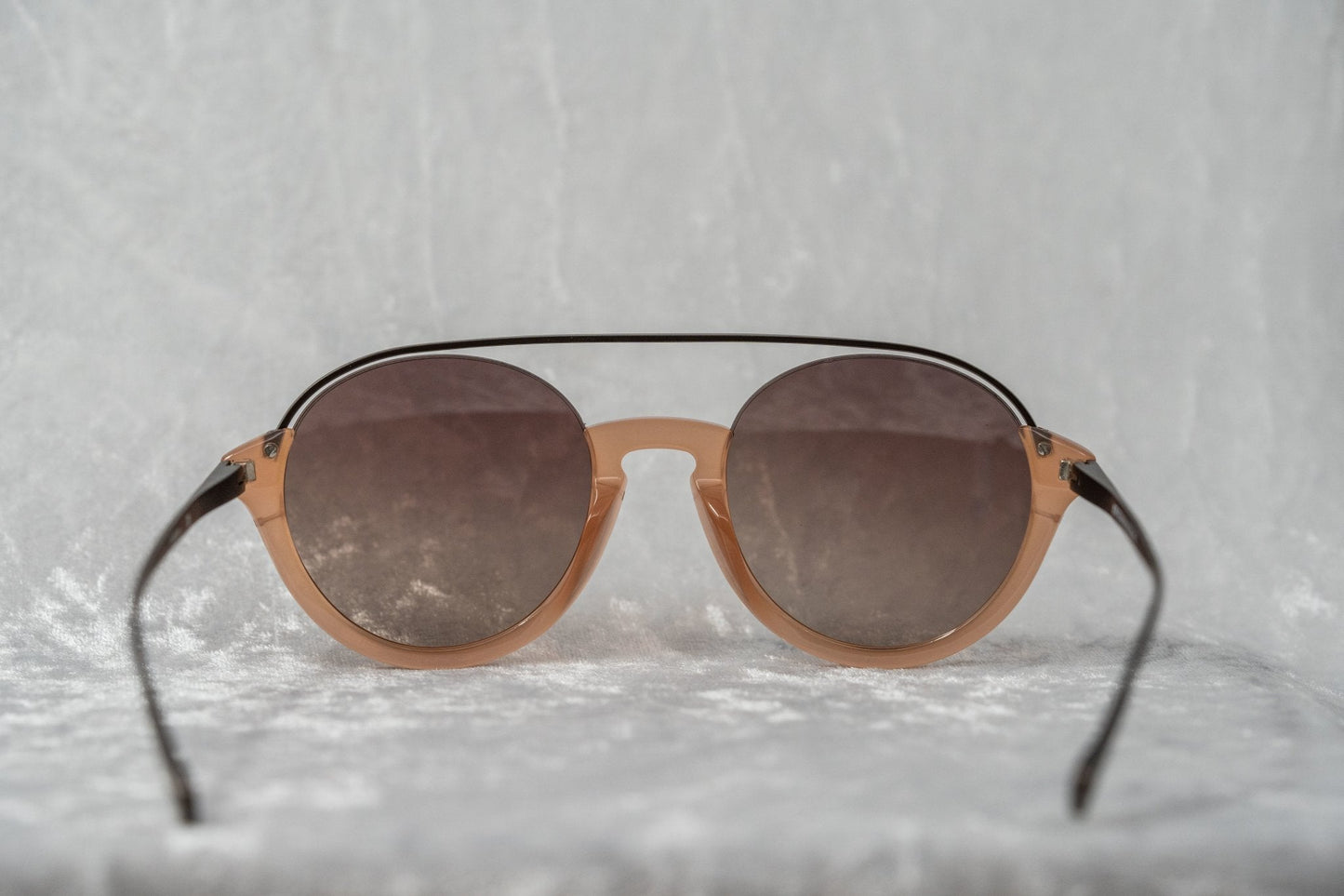 Kris Van Assche Sunglasses Double Bridge Round Apricot and Brown