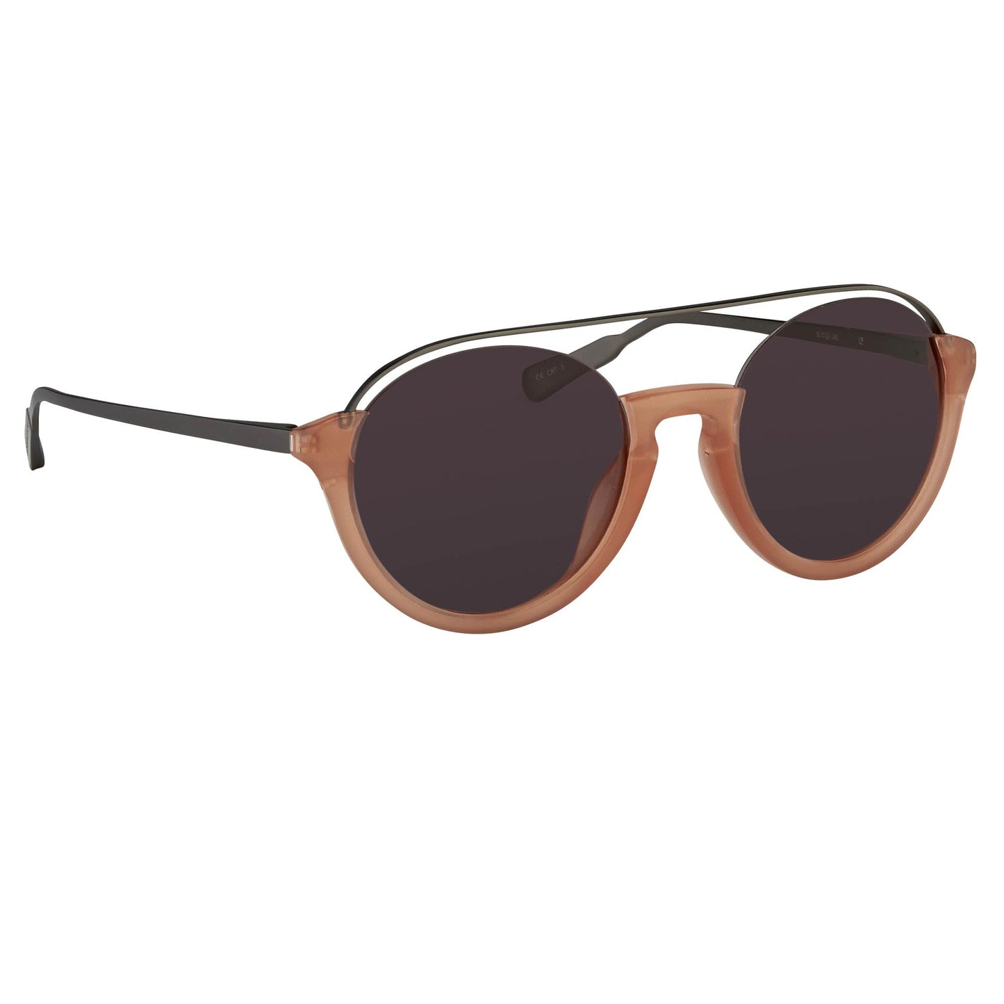 Kris Van Assche Sunglasses Double Bridge Round Apricot and Brown
