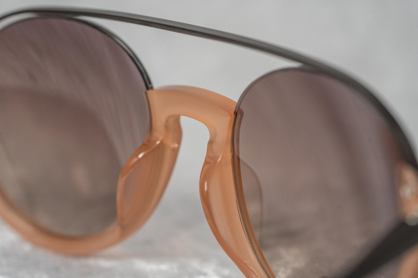 Kris Van Assche Sunglasses Double Bridge Round Apricot and Brown
