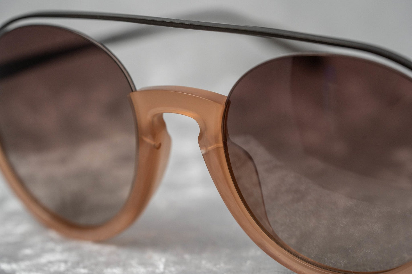 Kris Van Assche Sunglasses Double Bridge Round Apricot and Brown