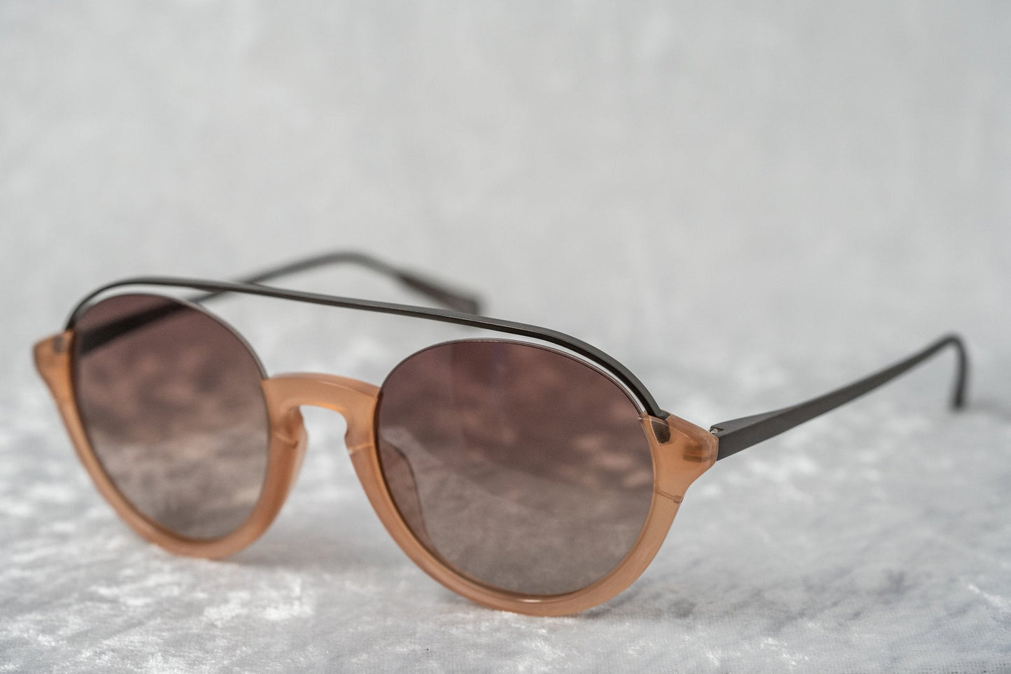 Kris Van Assche Sunglasses Double Bridge Round Apricot and Brown