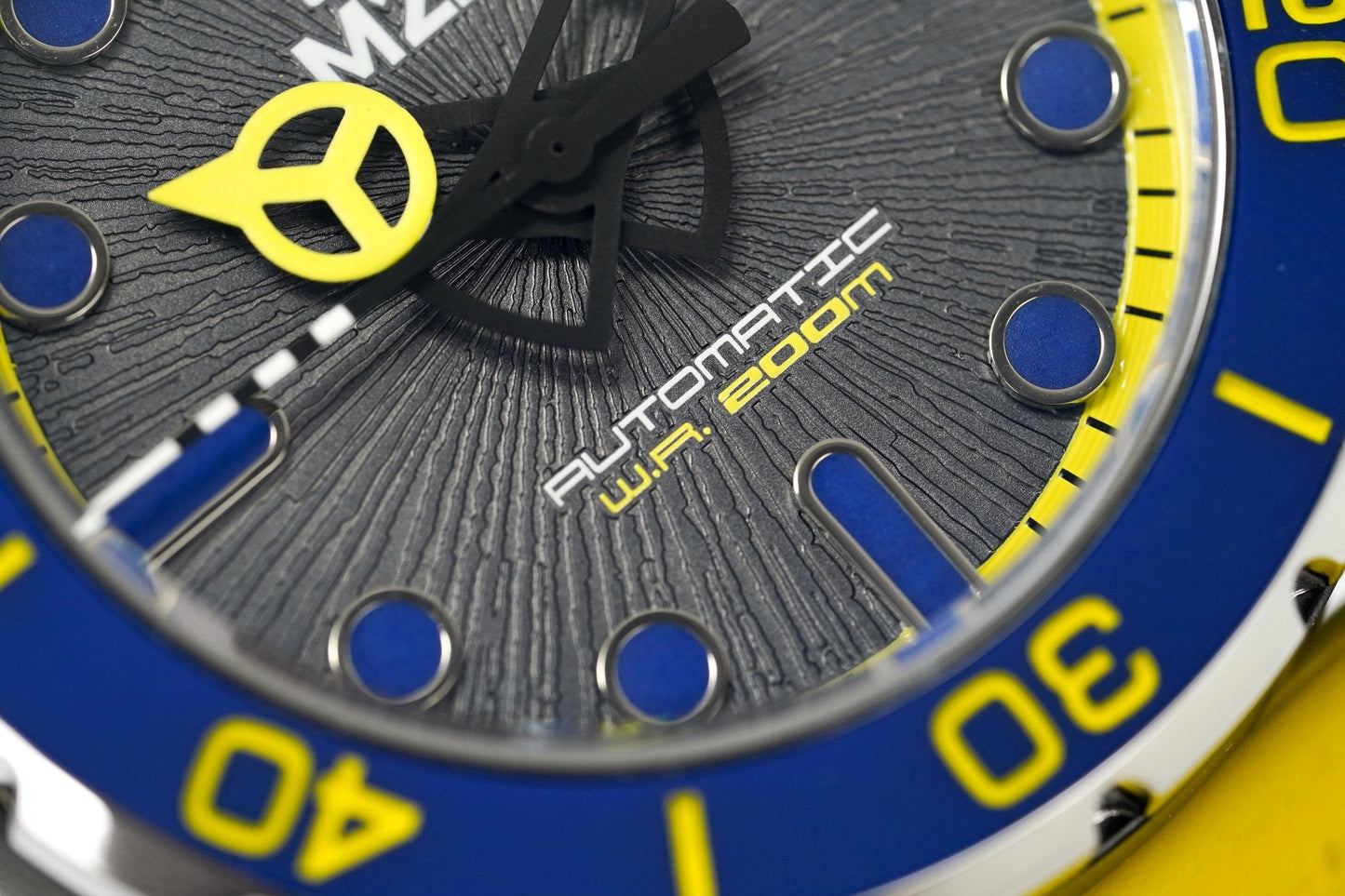 M2Z Men's Watch Diver 200 Yellow IP Black 200-006