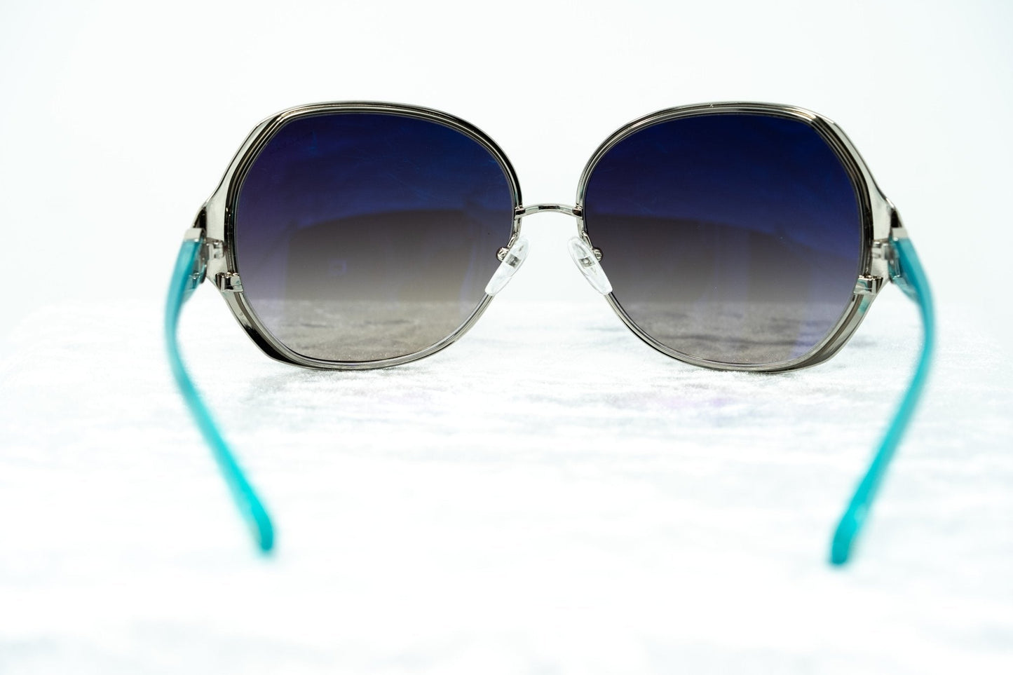 Oscar De La Renta Sunglasses Oversized Silver Multicolour Enamel and Grey