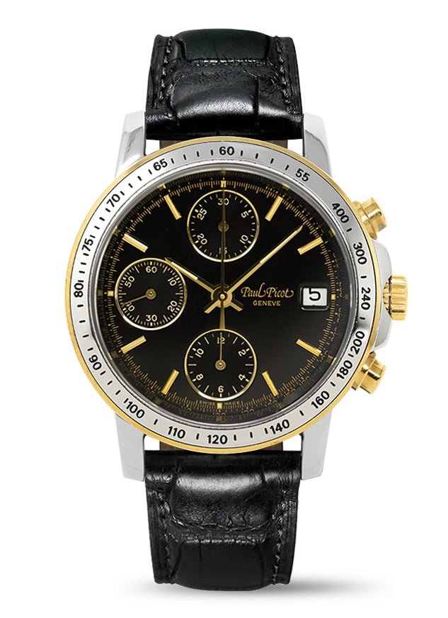 Paul Picot Men's Watch Chronosport Chronograph Black 18K Gold P7005322.332-A