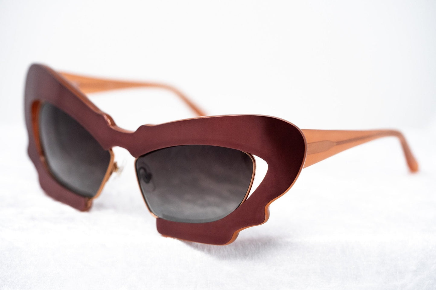 Prabal Gurung Sunglasses Cat Eye Special Brushed Red and Grey Gradient