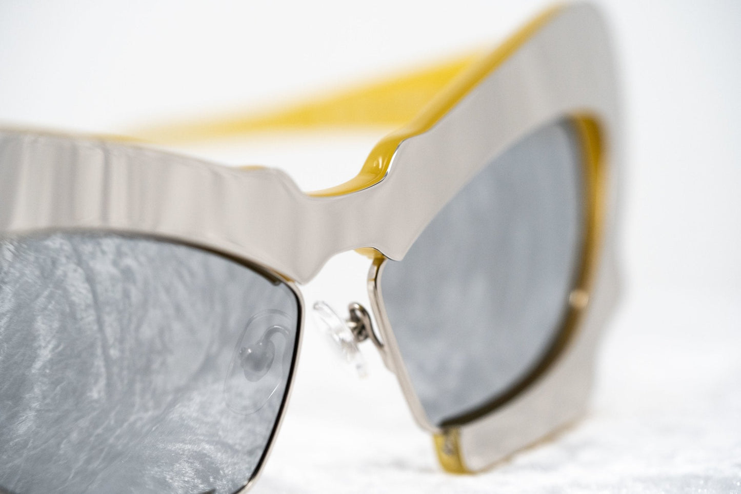 Prabal Gurung Sunglasses Cat Eye Special Mustard Yellow/Silver and Gray