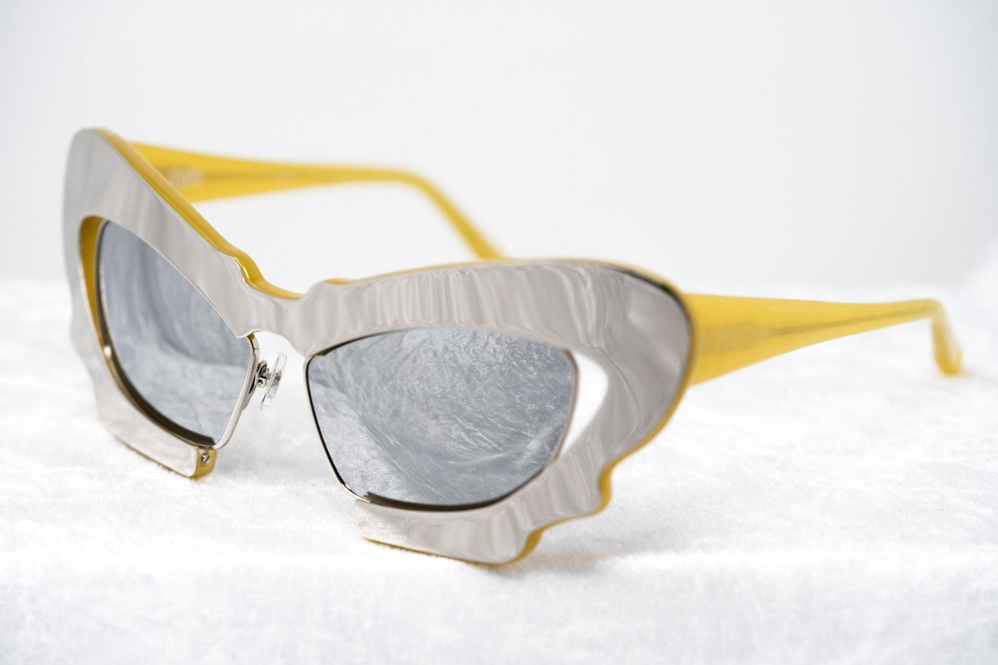 Prabal Gurung Sunglasses Cat Eye Special Mustard Yellow/Silver and Gray