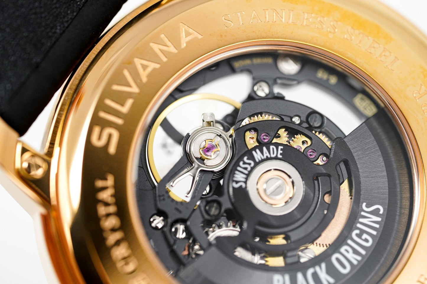 Silvana Men's Watch Black Origins Rose Gold PVD Rubber SR41ARR63RN