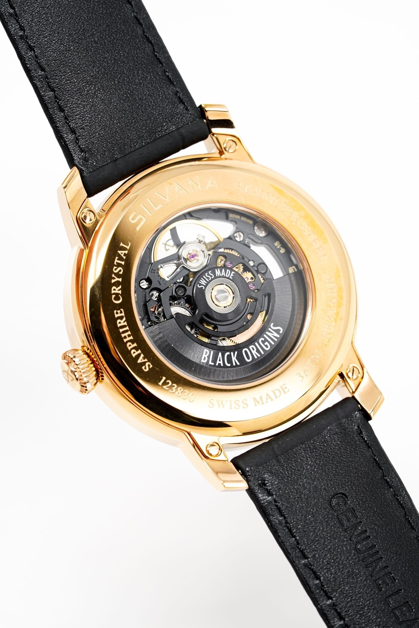 Silvana Men's Watch Black Origins Rose Gold PVD Rubber SR41ARR63RN