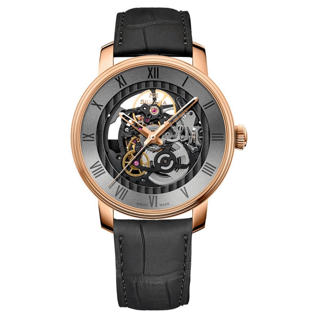 Silvana Men's Watch Black Origins Rose Gold PVD Rubber SR41ARR63RN