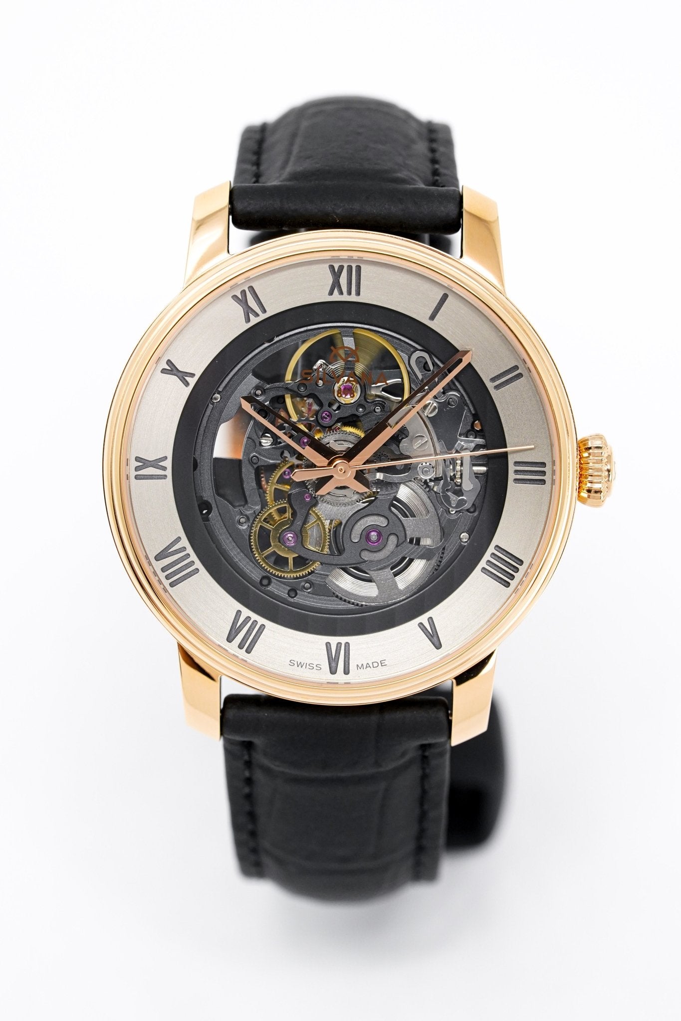 Silvana Men's Watch Black Origins Rose Gold PVD Rubber SR41ARR63RN
