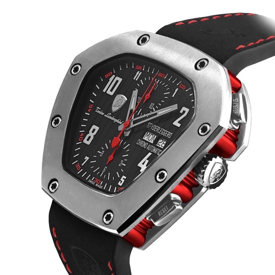 Tonino Lamborghini Spyderleggero Chronograph Watch Day Date Red TLF-T07-2