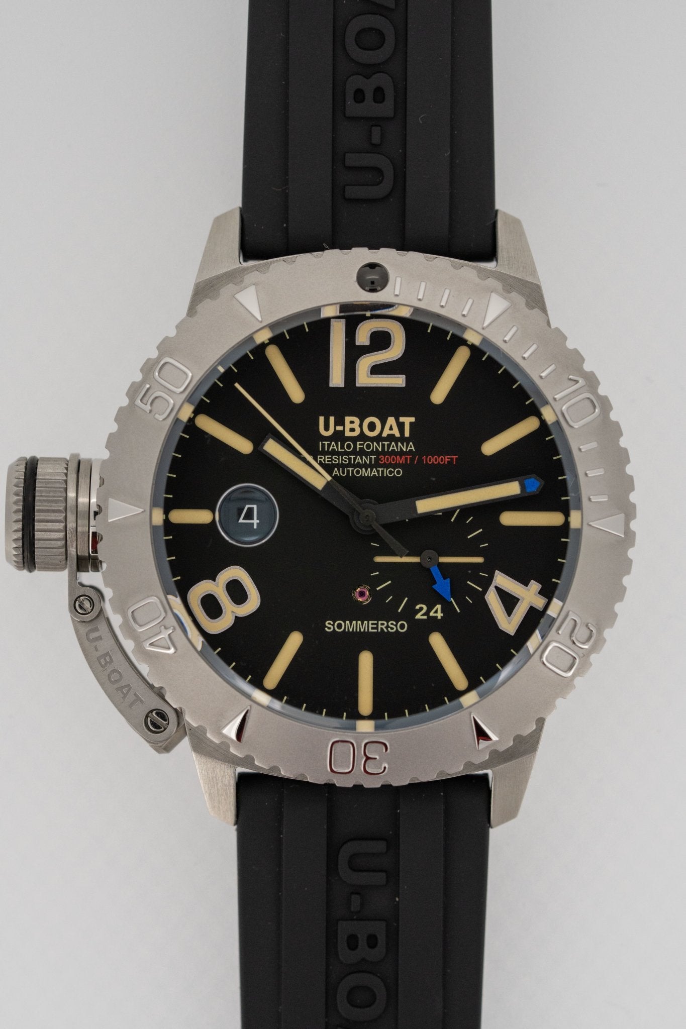 U-Boat Watch Sommerso Diver Black Silicone Strap 9007/A