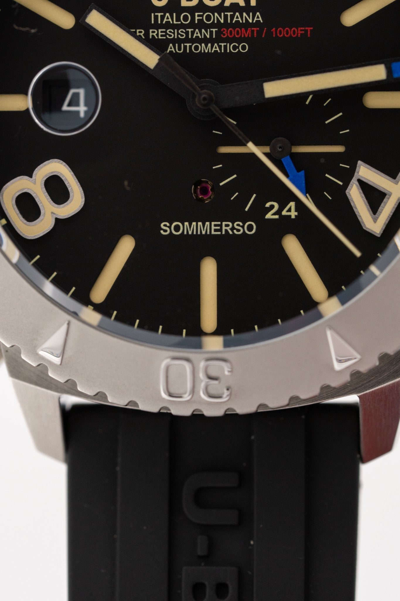 U-Boat Watch Sommerso Diver Black Silicone Strap 9007/A