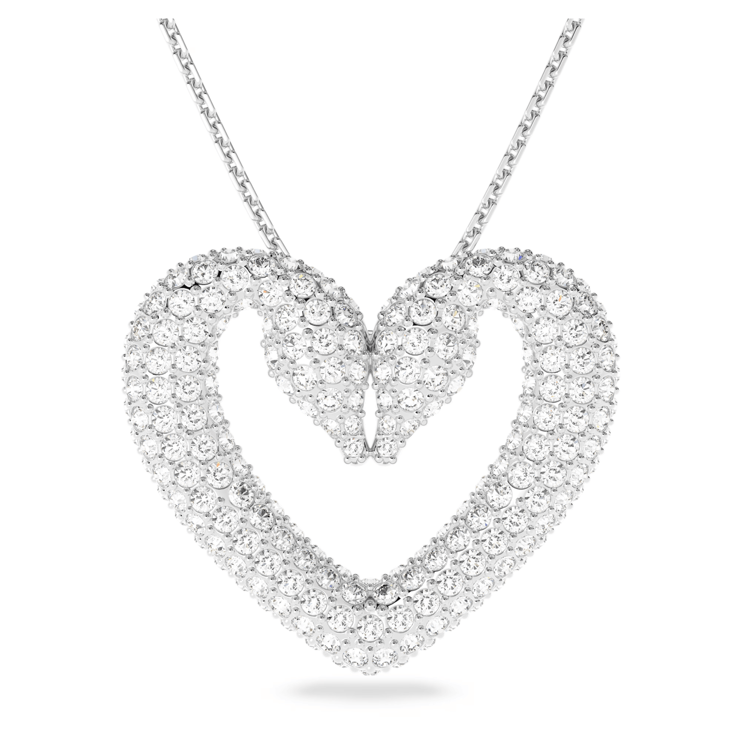 Swarovski Una Pendant Heart Large Necklace White Rhodium Plated 5626176