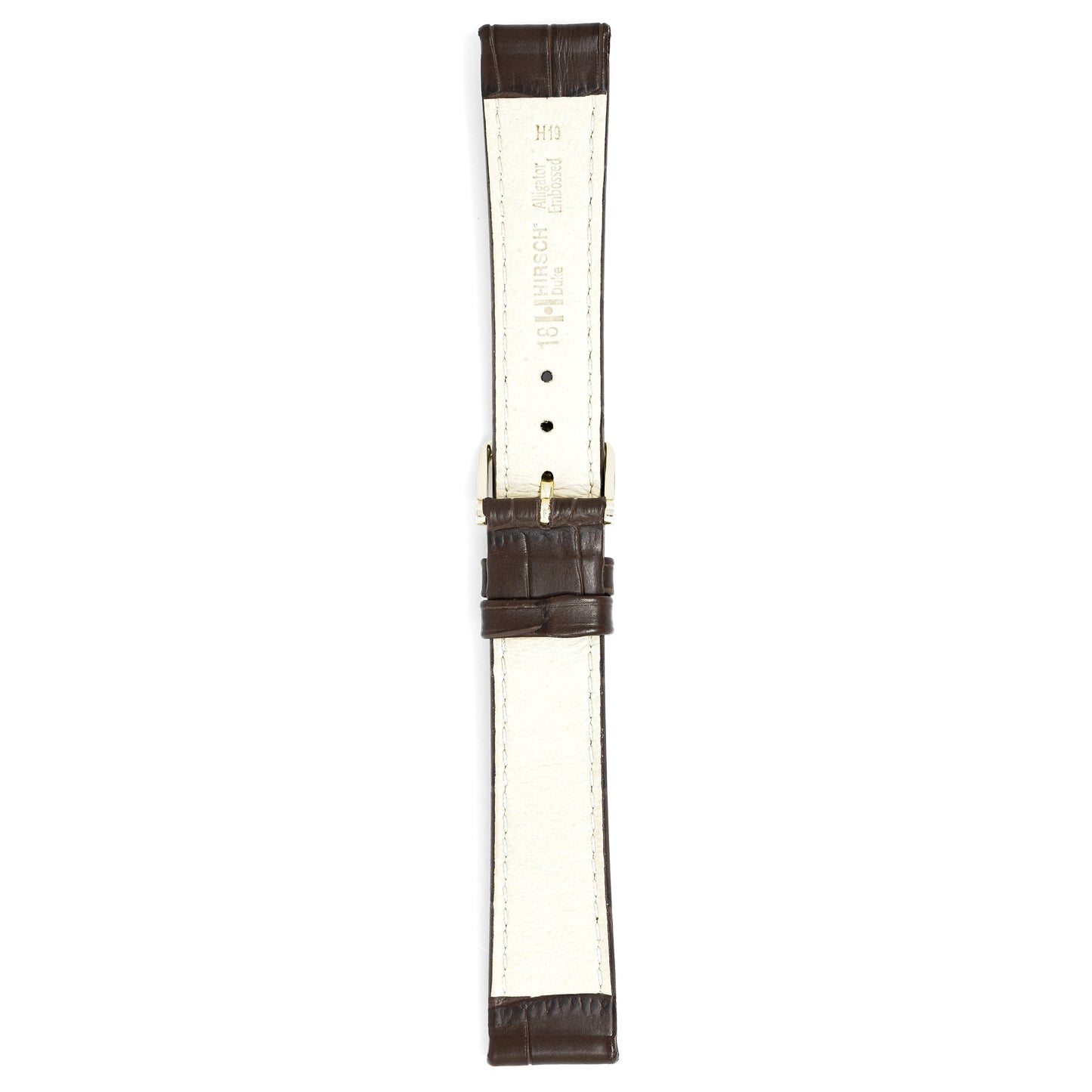 Hirsch Watch Duke 18mm Long Dark Brown Leather Strap