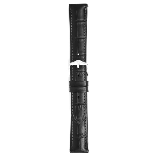 Hirsch Watch Duke 18mm Long Black Leather Strap