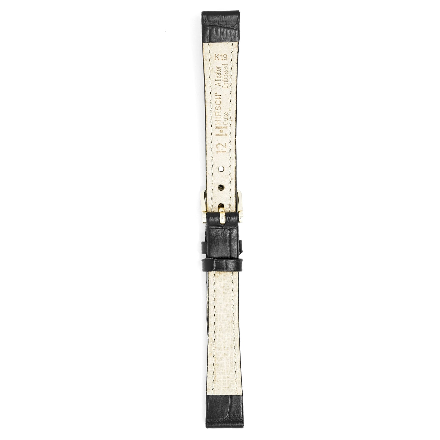 Hirsch Watch Duke 12mm Medium Black Leather Strap