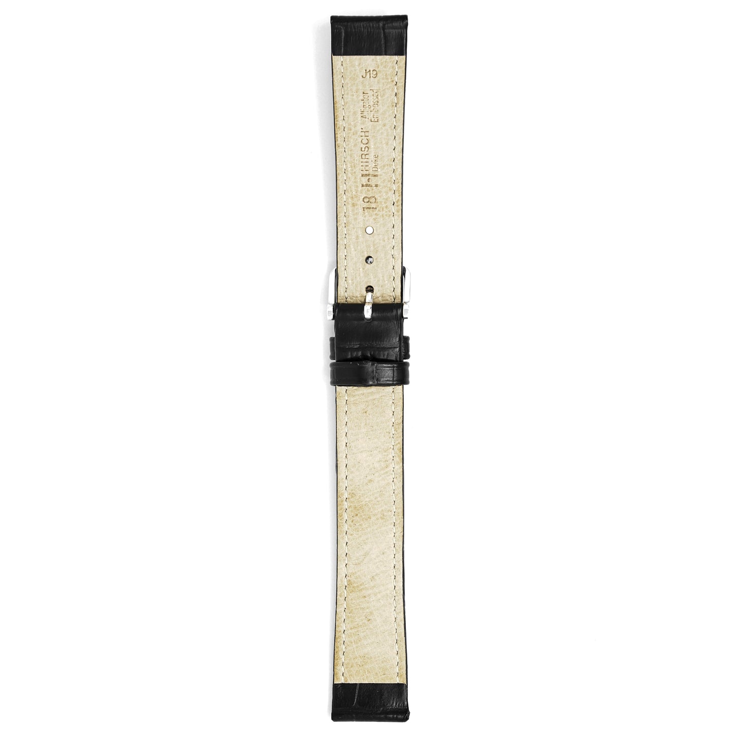 Hirsch Watch Duke 18mm XL Black Leather Strap