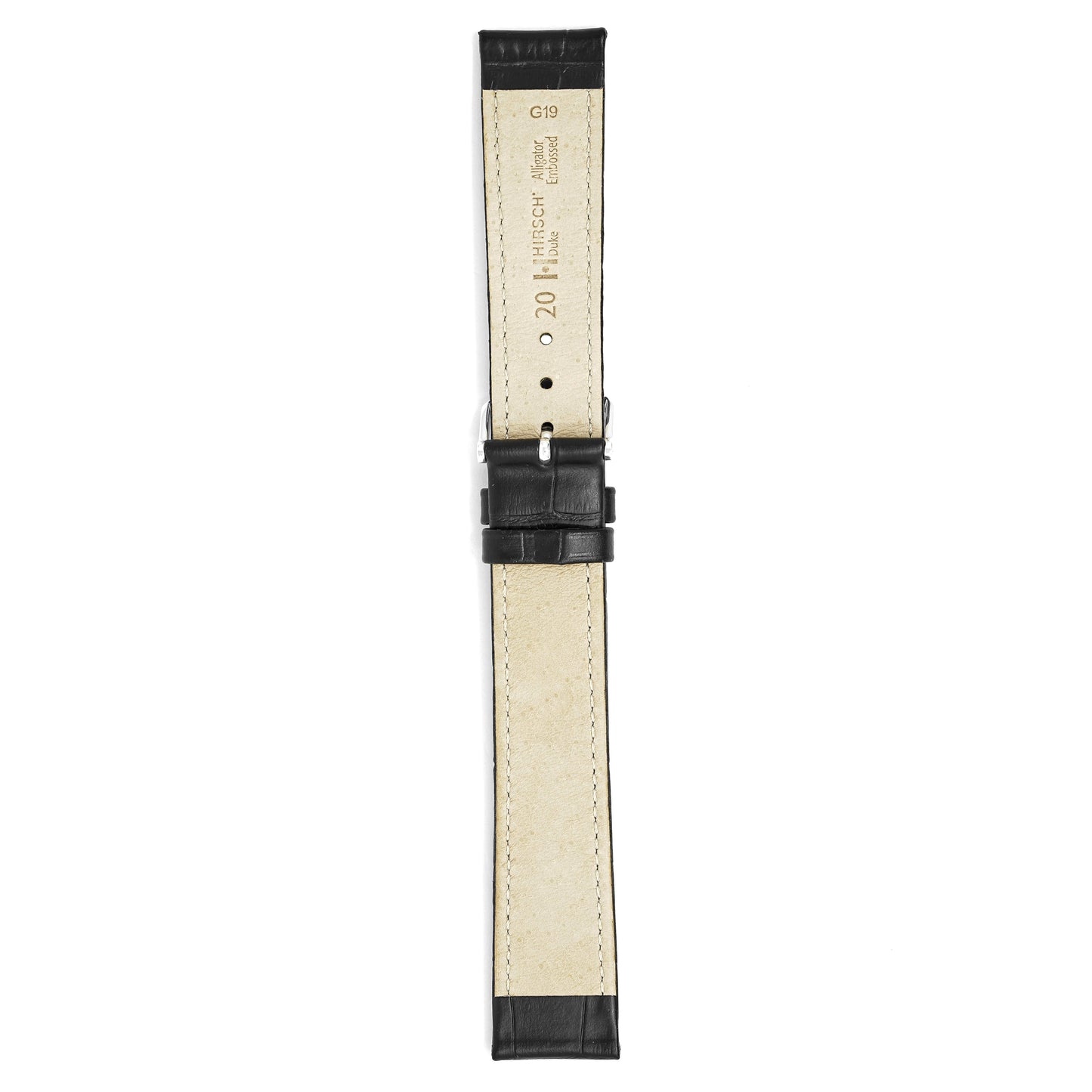 Hirsch Watch Duke 20mm XL Black Leather Strap