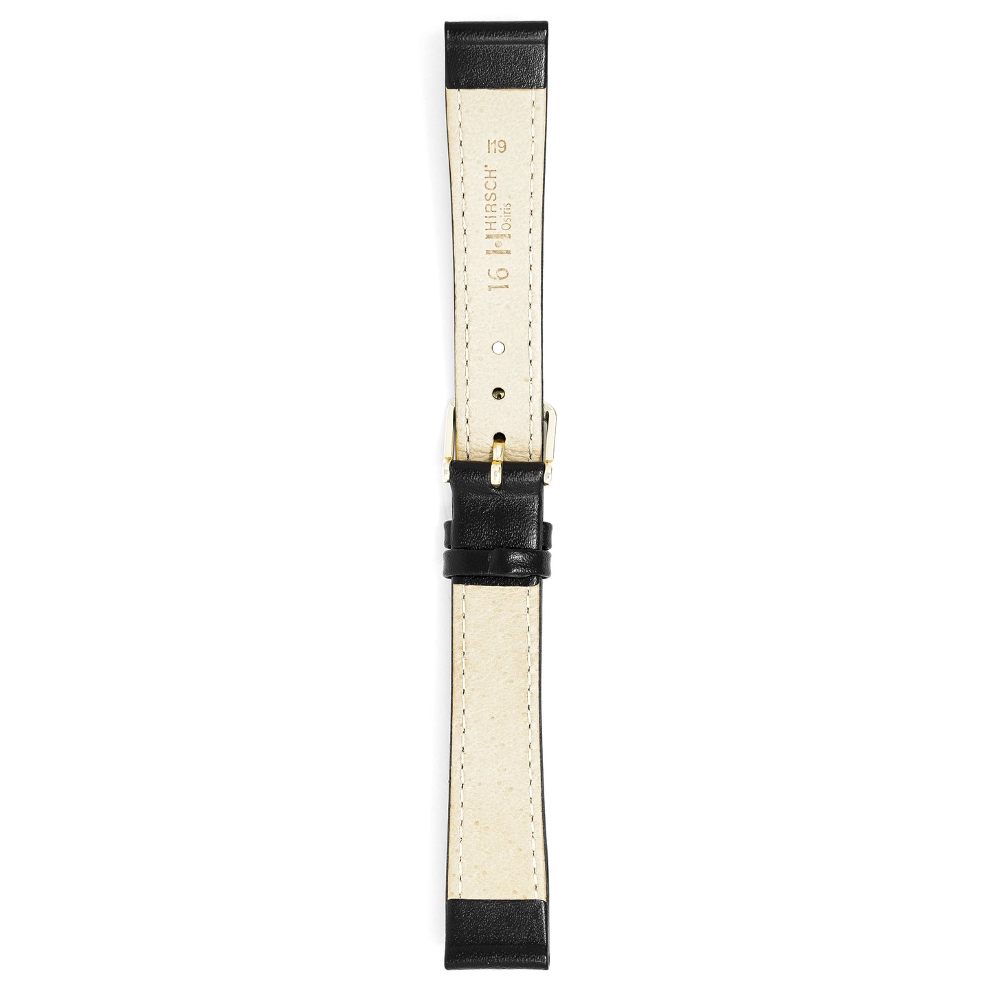 Hirsch Watch Osiris 16mm Long Black Leather Strap