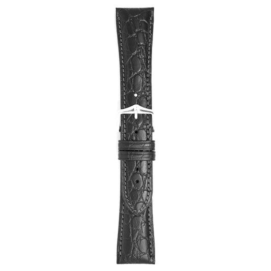 Hirsch Watch Aristocrat 22mm Long Black Leather Strap
