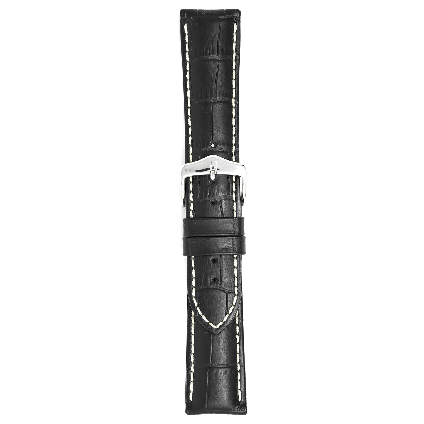 Hirsch Watch Modena 22mm Long Black Leather Strap