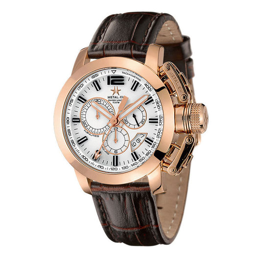 Metal.ch Men's Chronograph Watch 44MM Date White/Rose Gold 2319.44