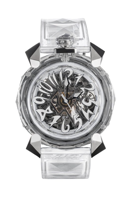 Gagà Milano Watch Crystal 46mm Skeleton White