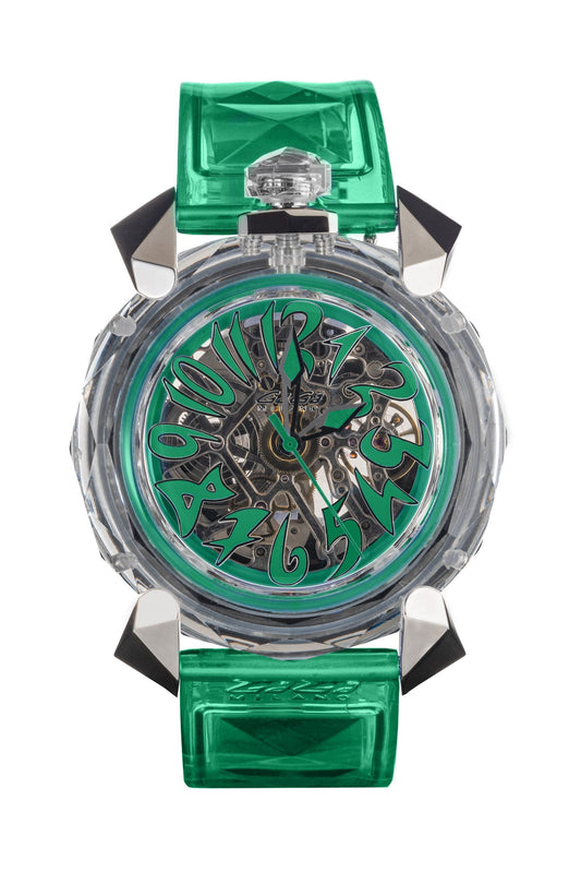 GaGà Milano Watch Crystal 46mm Skeleton Green