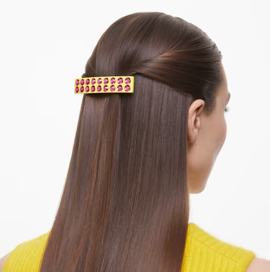 Swarovski Pink Crystal and Gold-Tone Plated Hair Clip 5622228