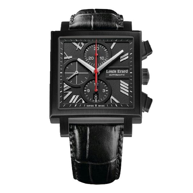 Louis Erard Watch Men's Black PVD Square Automatic Chronograph 77504AN02.BDC34