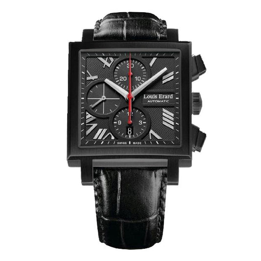 Louis Erard Watch Men's Black PVD Square Automatic Chronograph 77504AN02.BDC34