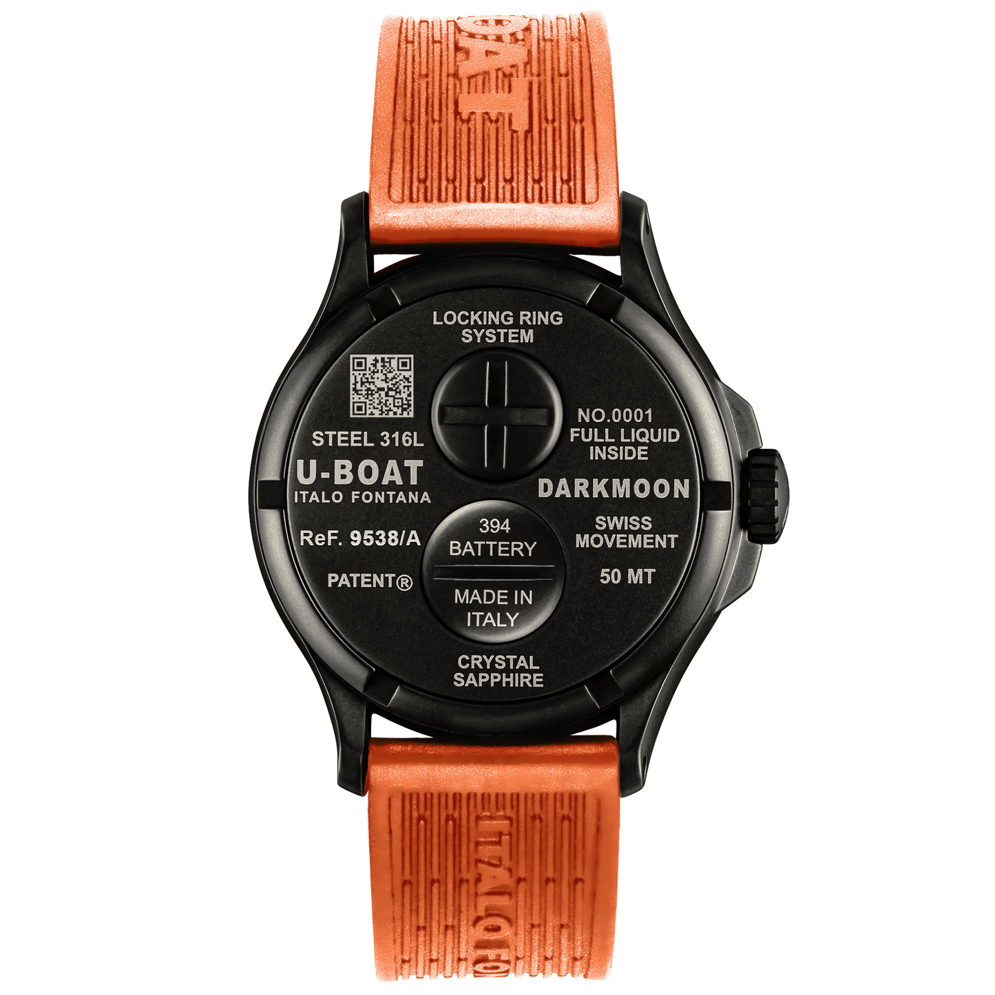 U-Boat Watch Darkmoon 44 Orange Black Curved PVD 9538/A