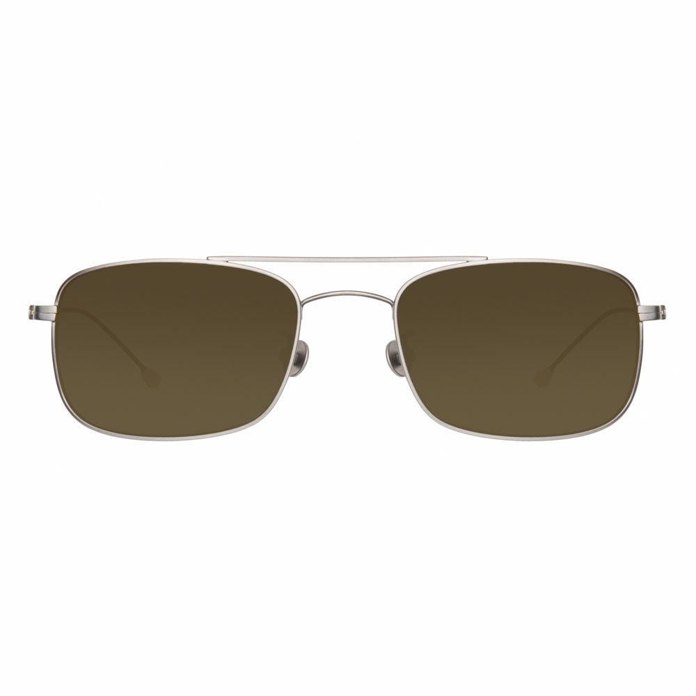 Ann Demeulemeester Sunglasses Rectangular Antique Aviator Silver and Brown AD46C3SUN