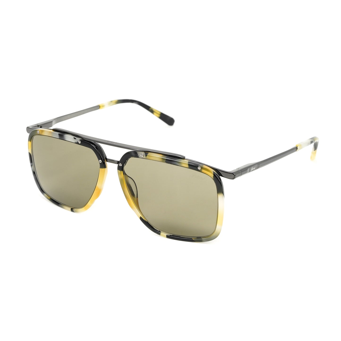 Brioni Men's Sunglasses Rectangular Pilot Havana/Ruthen/Brown BR0083S-004