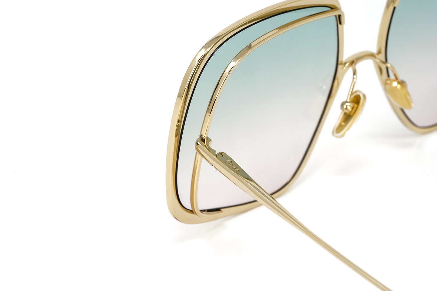 Chloé Women's Sunglasses Hanah Oversized Square Tortoise/Green CH0035S-004 62