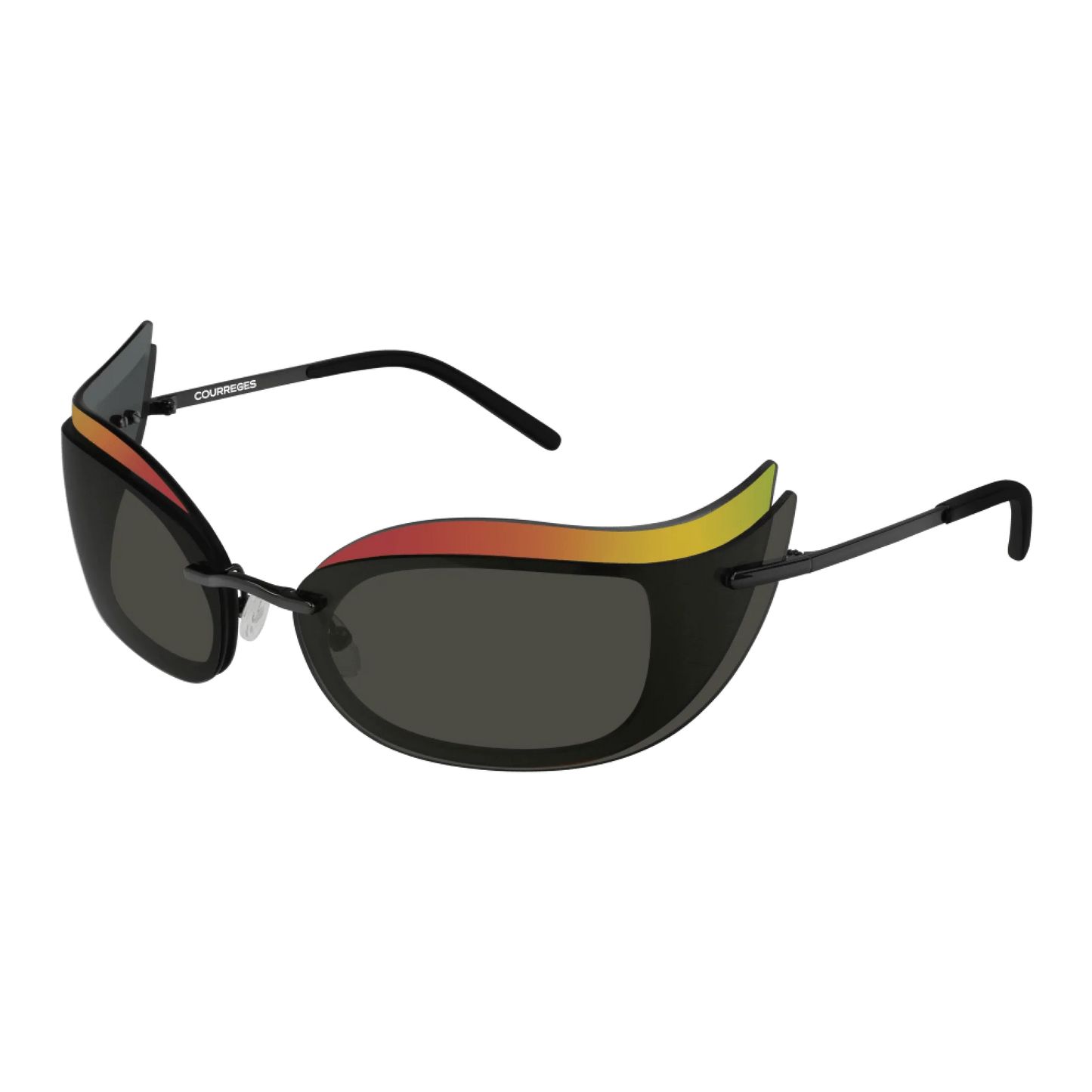 Courrèges Women's Sunglasses Cat Eye Wraparound Black and Flame CL1903-001 53