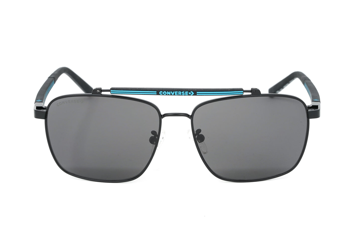 Converse Men's Sunglasses Square Flat Top Matte Black and Blue SCO229 0531