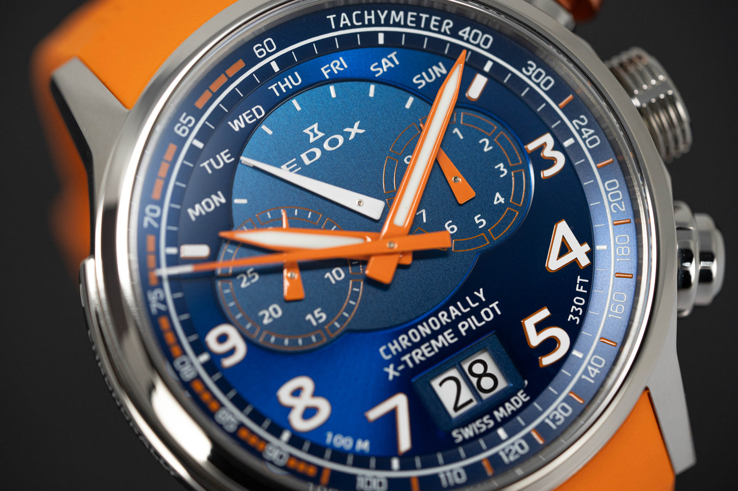 Edox Men's Watch Chronorally Chronograph Orange 38001-TINOCAO-BUO3