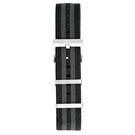 Watch Nato Strap 20mm Elasticated Nylon Black Grey