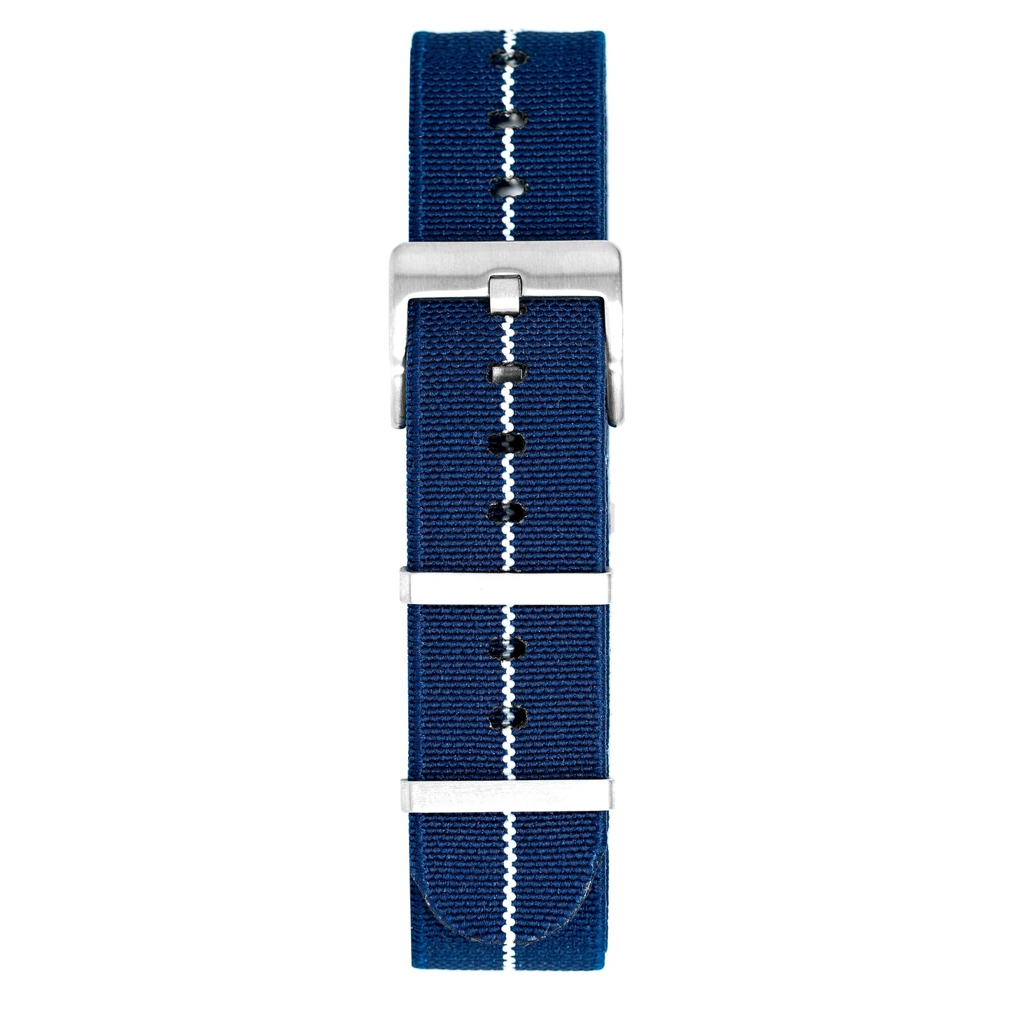 Watch Nato Strap 20mm Elasticated Nylon Blue White
