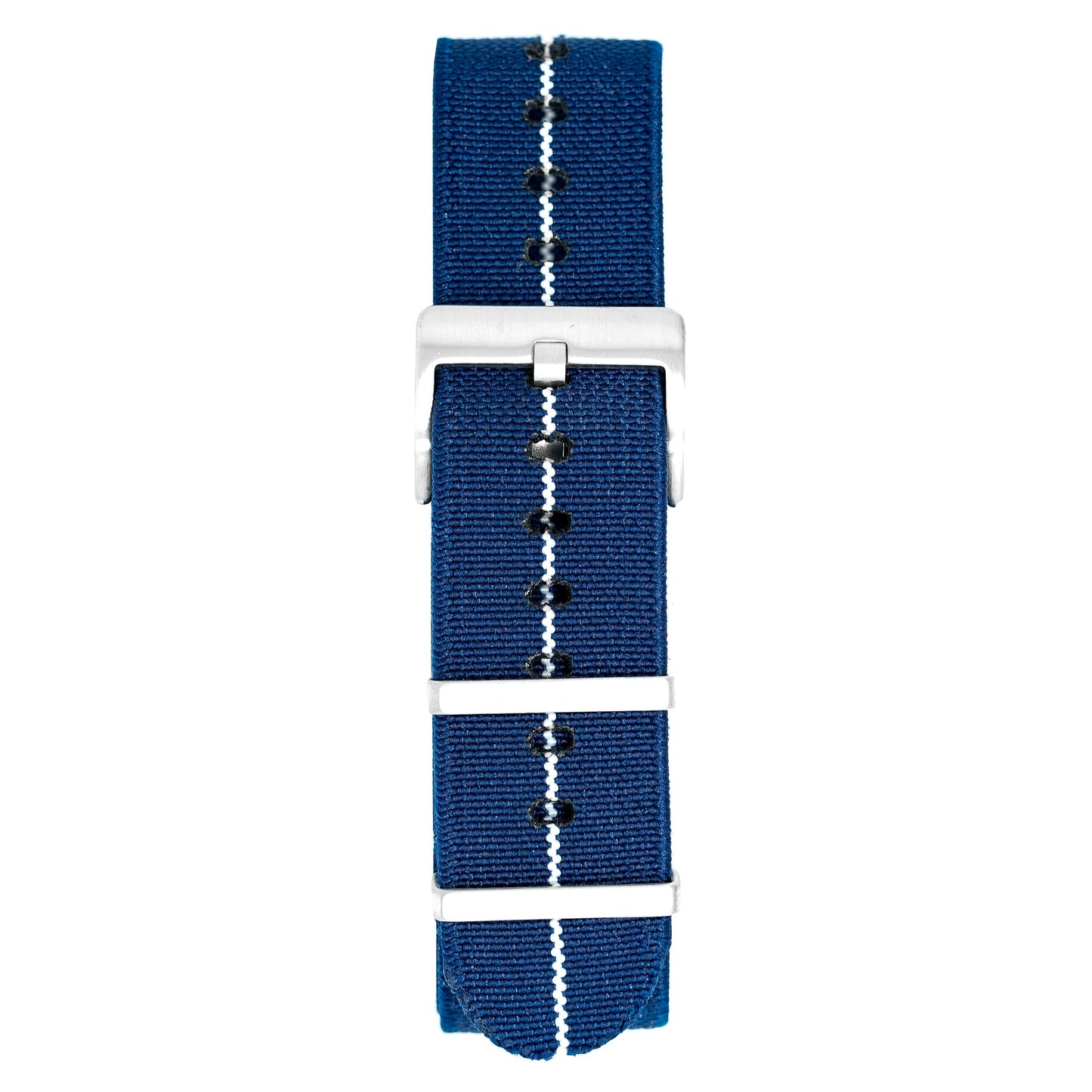 Watch Nato Strap 22mm Elasticated Nylon Blue White