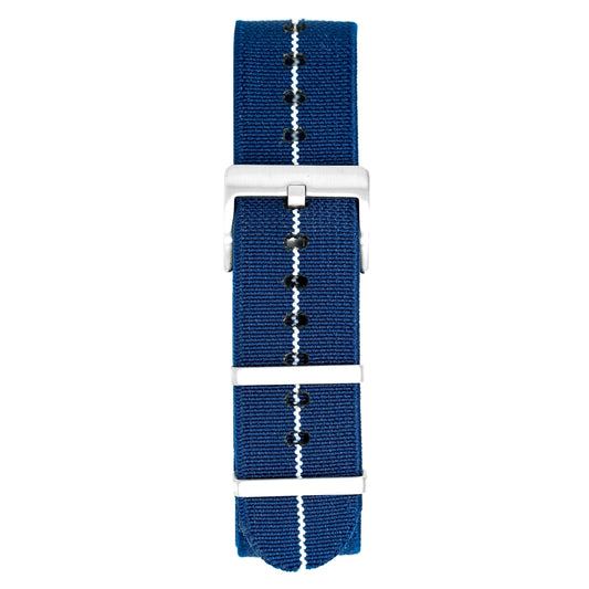 Watch Nato Strap 22mm Elasticated Nylon Blue White
