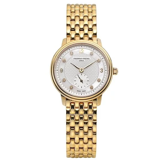 Frederique Constant Watch Slimline Diamond Small Seconds Gold PVD FC-235MPWD1S5B