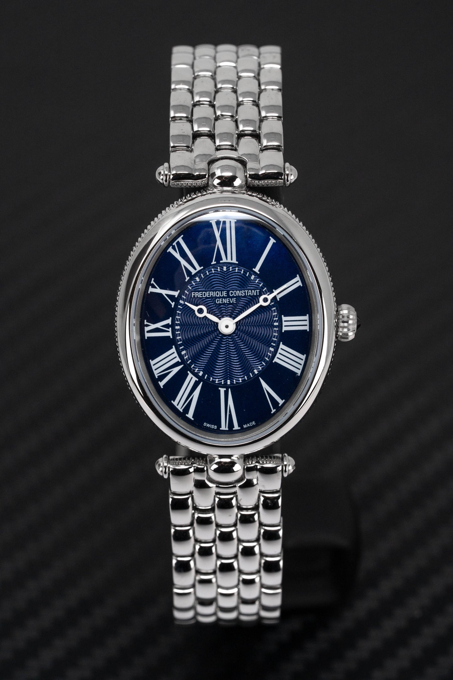 Frederique Constant Watch Ladies Art Deco Stainless Steel Blue FC-200MPN2V6B