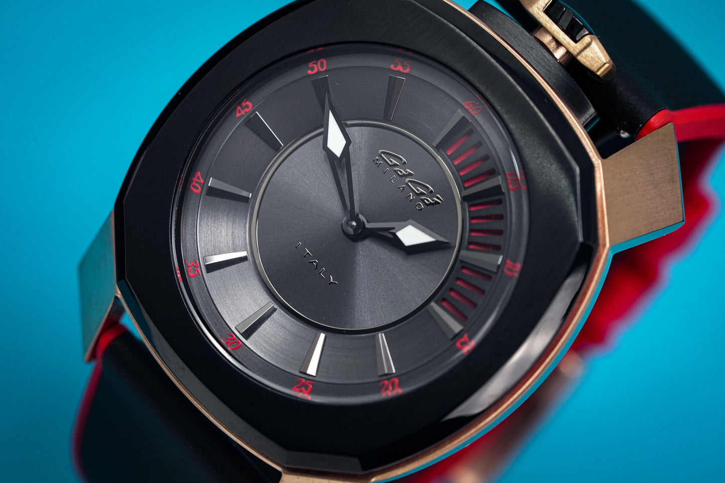 Gaga Milano Watch Frame_One Rose Gold Red 7054.01